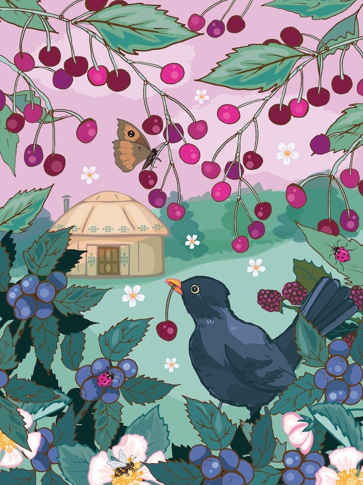 Yurt And Blackbird Cherry Thief