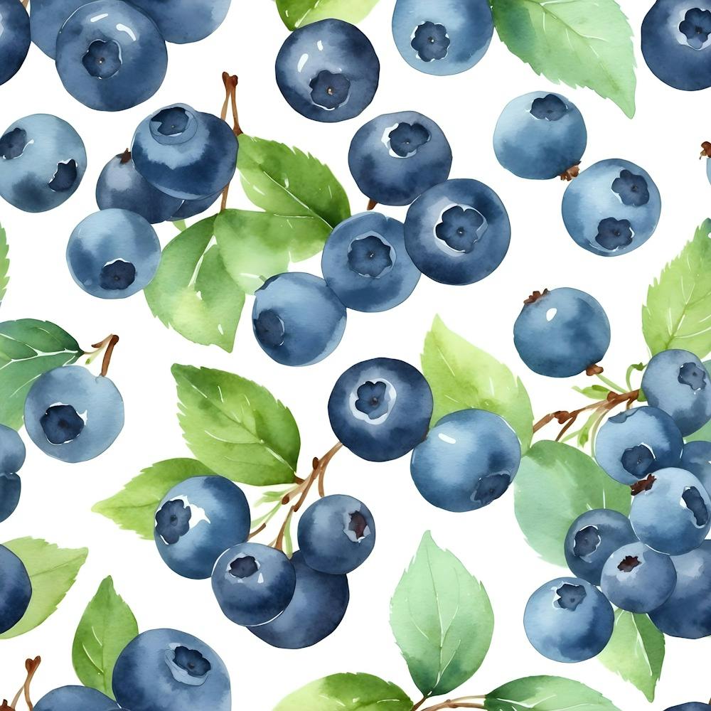 Blueberries Watercolor Seamless Pattern