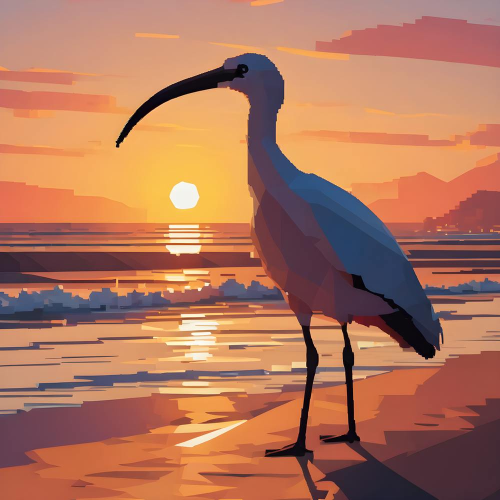 Low poly ibis ponders life