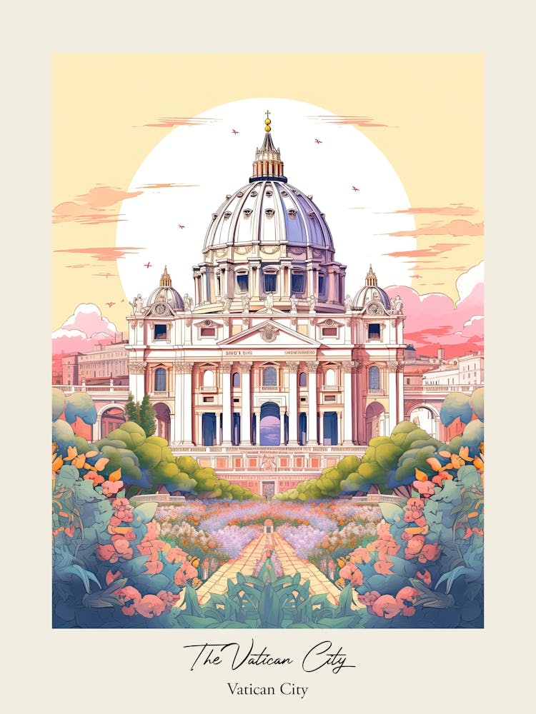 The Vatican City   Vatican City   Cute Botanical Illustration Travel 1 Poster