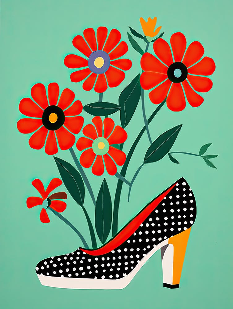 Shoe and poppies