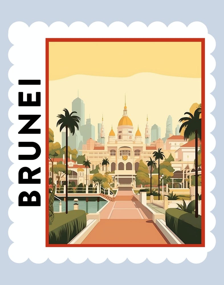 Brunei Travel Stamp Poster