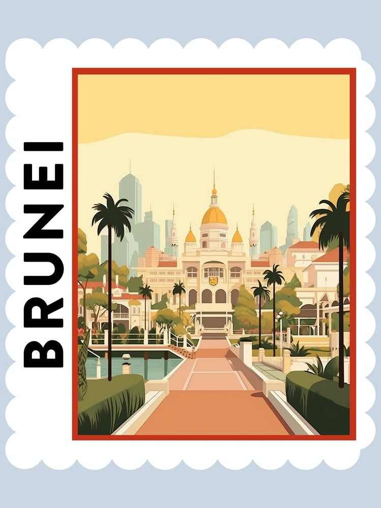 Brunei Travel Stamp Poster