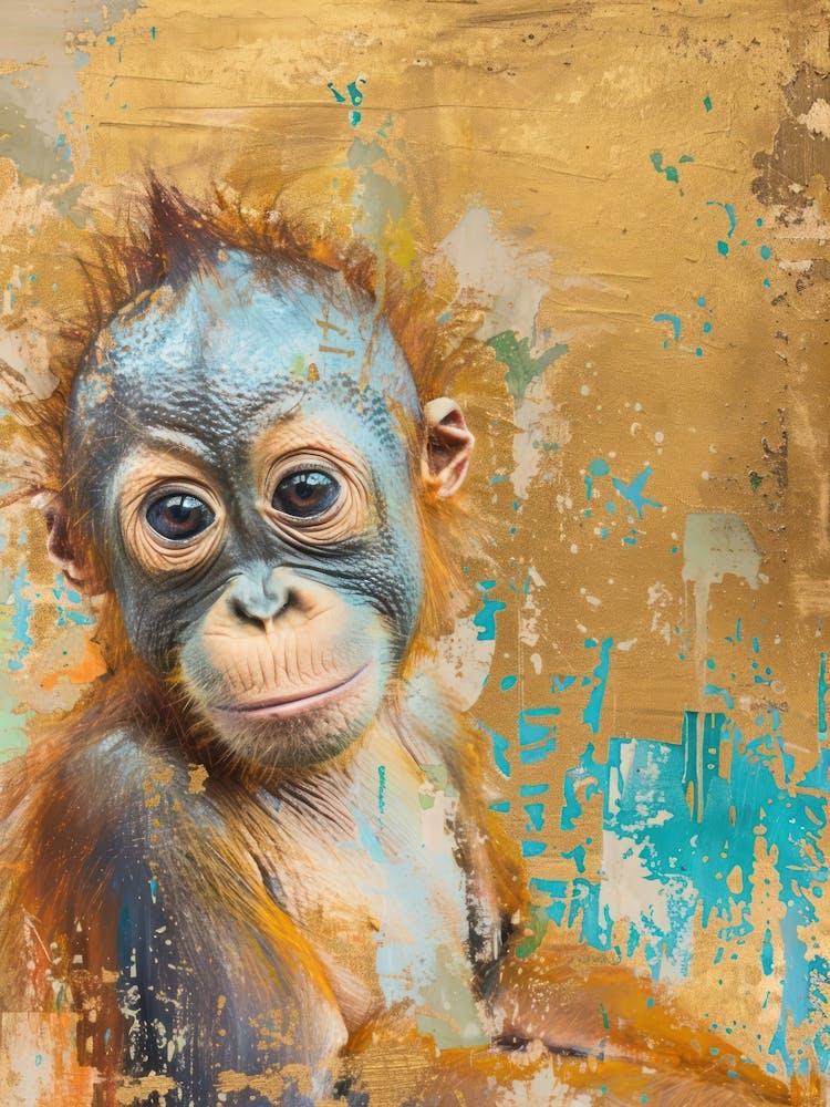 Baby Orangutan Gold Effect Collage 4