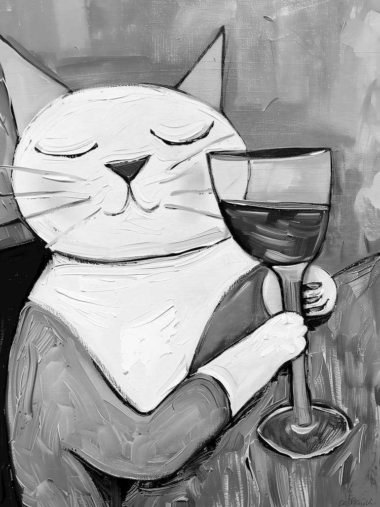 Cat Drinking Wine