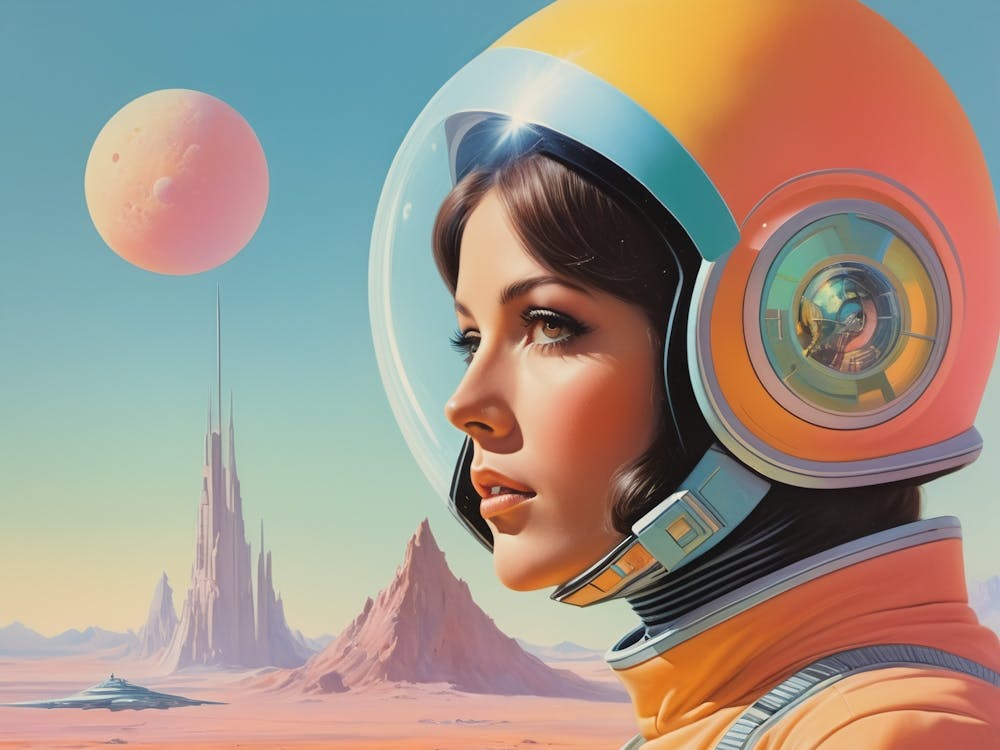 Space Girl vintage retro sci-fi art