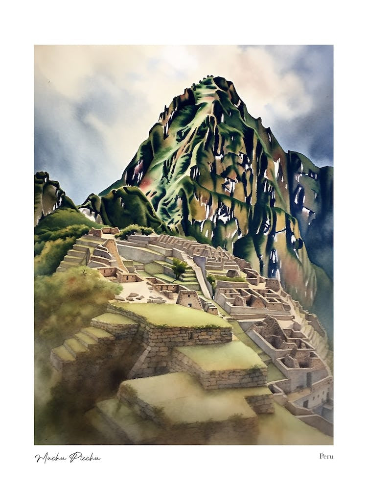 Machu Picchu Peru 4 Watercolour Travel Poster