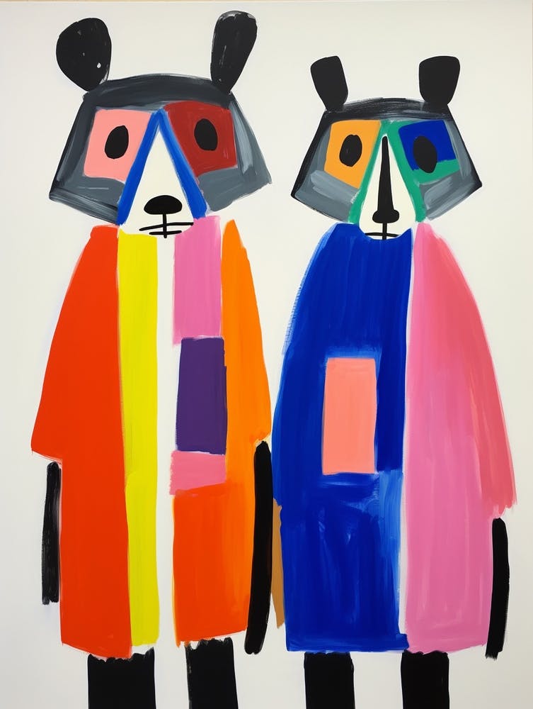 Farbenfrohe Kinder-Tierkunst Waschbär