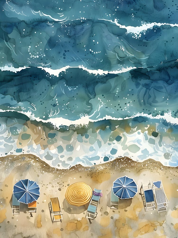 Beach Chairs And Umbrellas