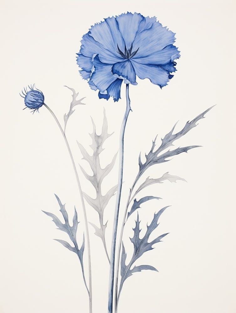 Blue Botanical Cornflower 1
