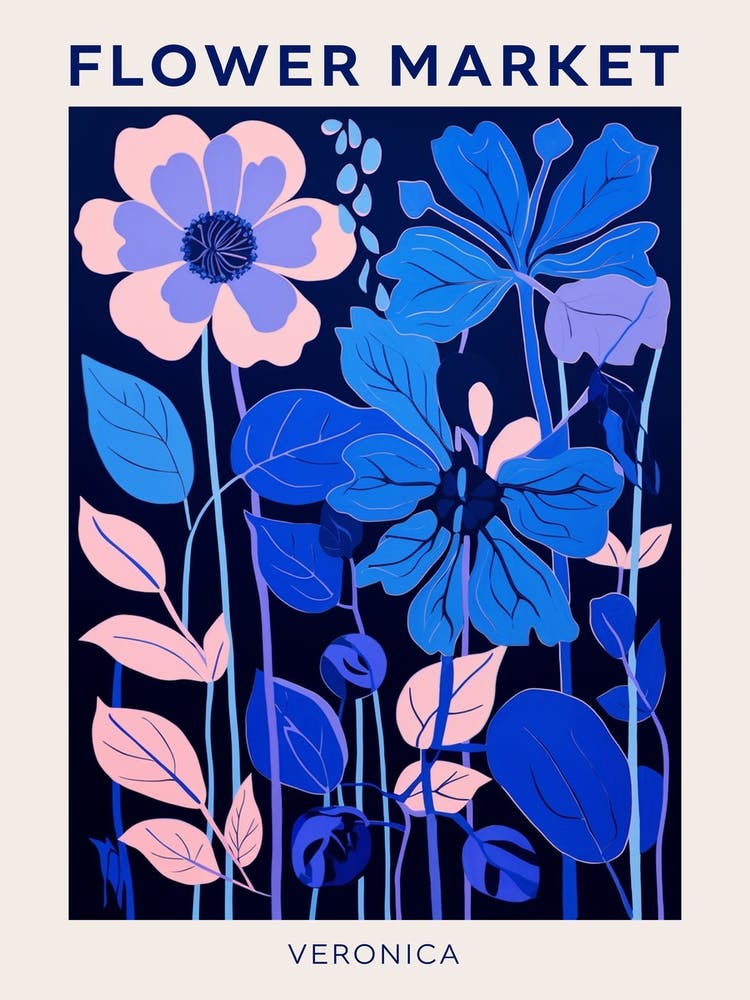 Affiche Marché aux Fleurs Bleu Veronica 1