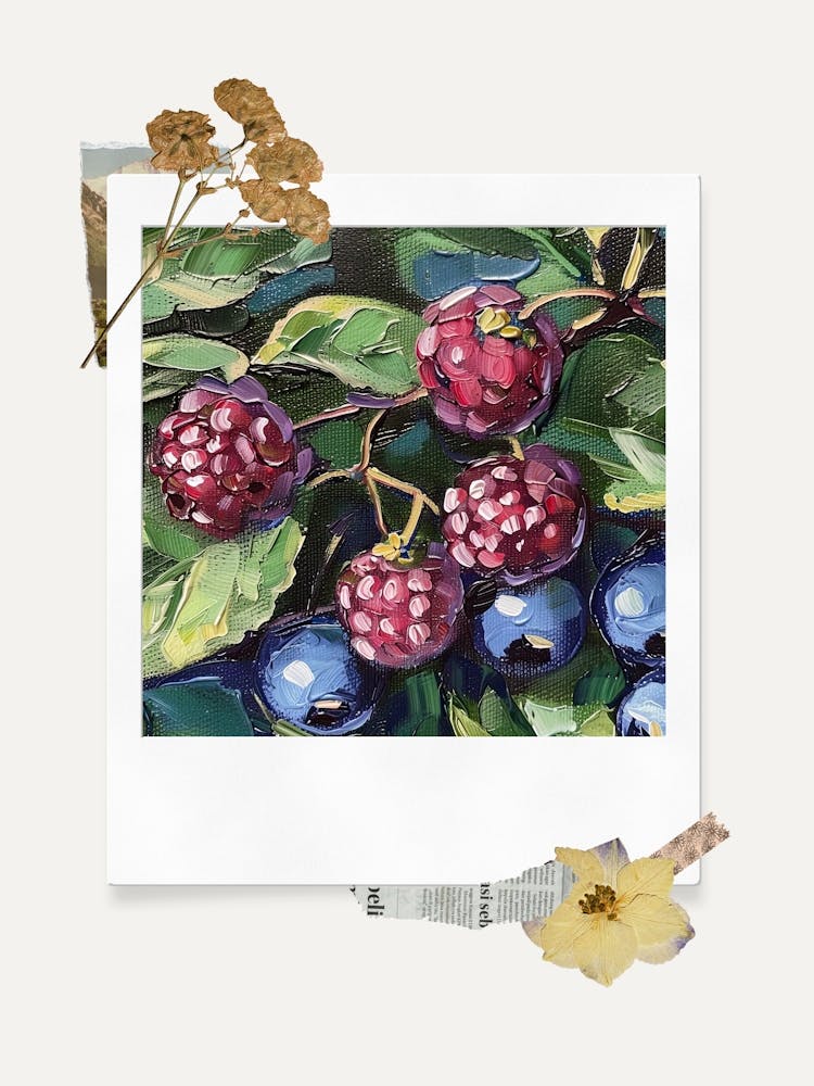 Scrapbook Blueberries Fairycore Painting 4