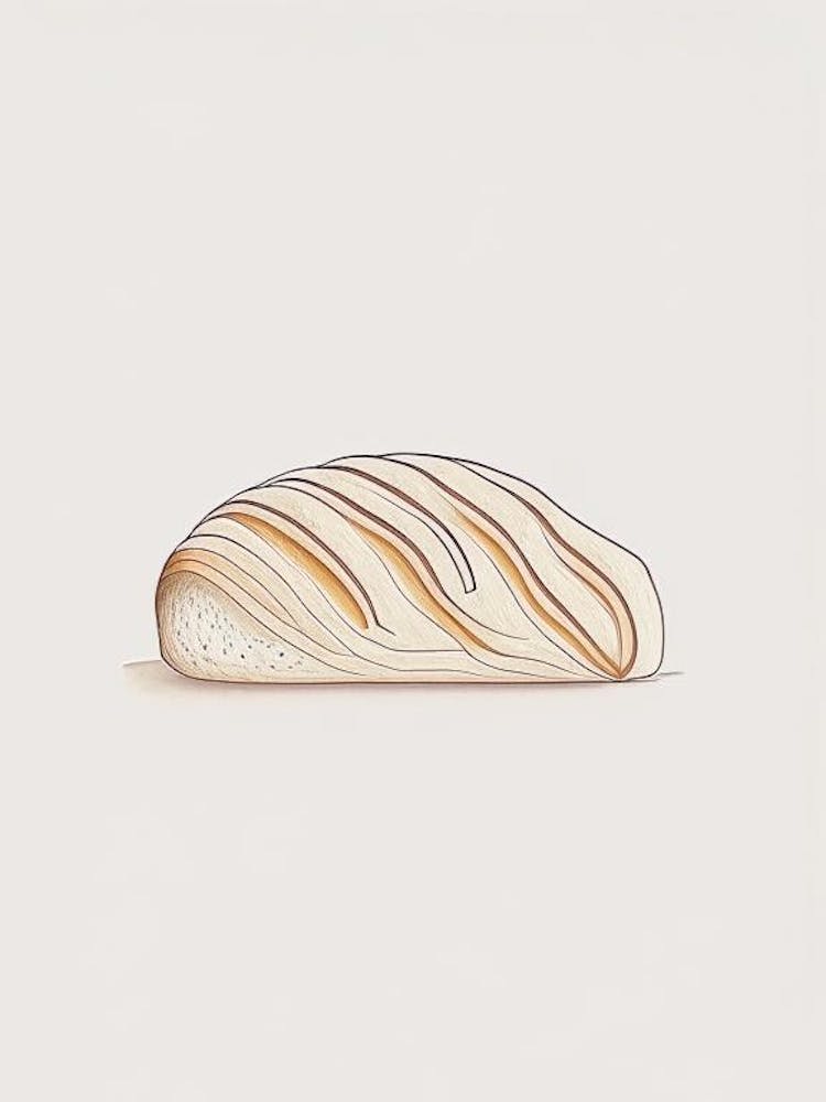 Currant Bread Bakery Product Minimalist Line Drawing