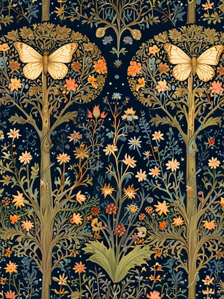 william morris Papillons et Arbres