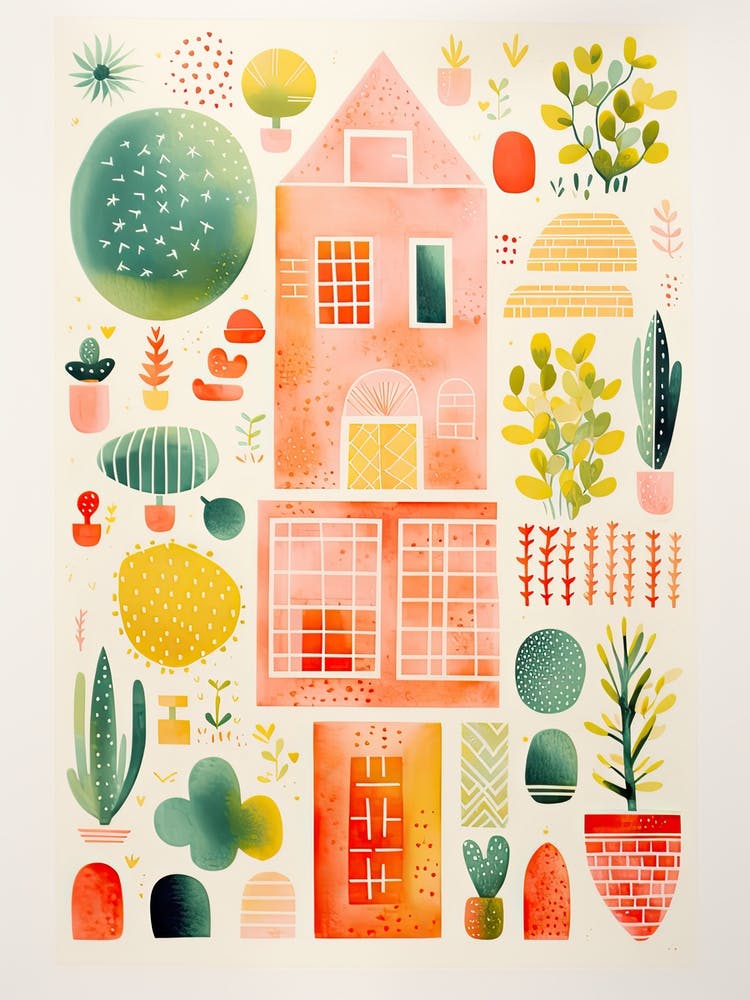 A House In Barcelona, Abstract Risograph Style 5