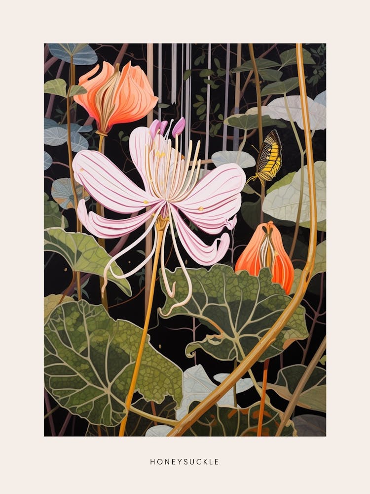Flower Illustration Honeysuckle 3 Poster