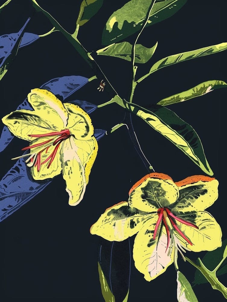 Fleurs Néon Sur Bergamote Noire 3