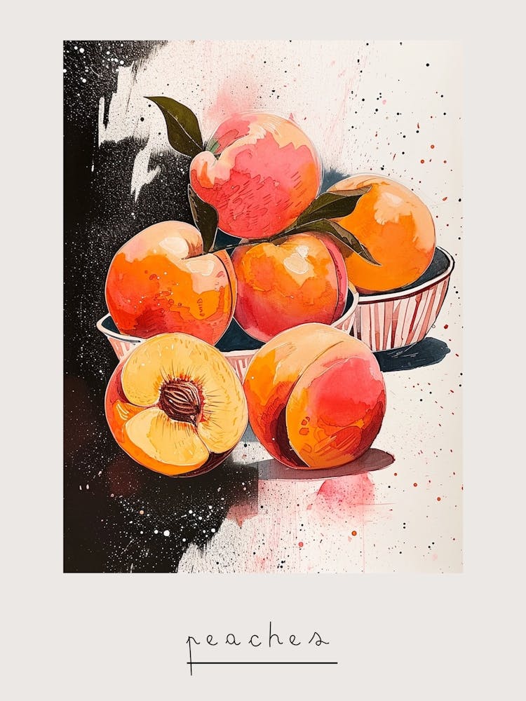Abstract Art Deco Peach Explosion 1 Poster