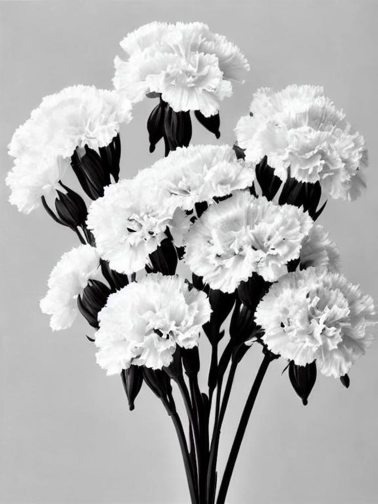 Carnations B&W Pencil 7 Flower
