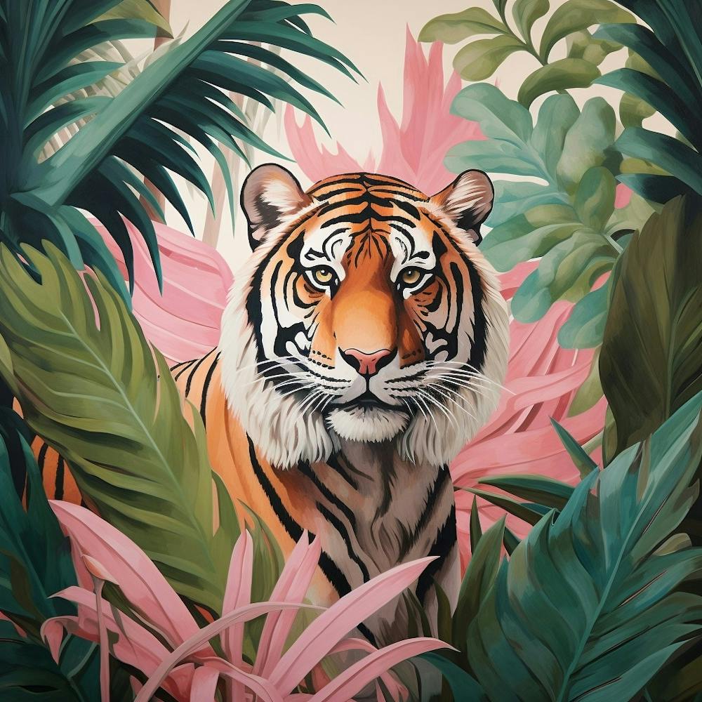Tiger 3 Pink Jungle Animal Portrait