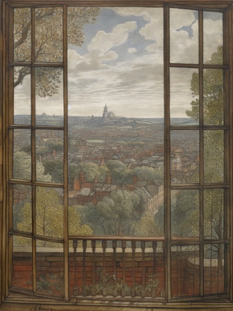 A Window View Of Rome In The Style Of Art Nouveau 3