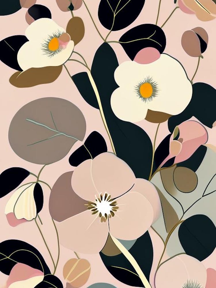 Wild Rose Wildflower Modern Muted Colours 1