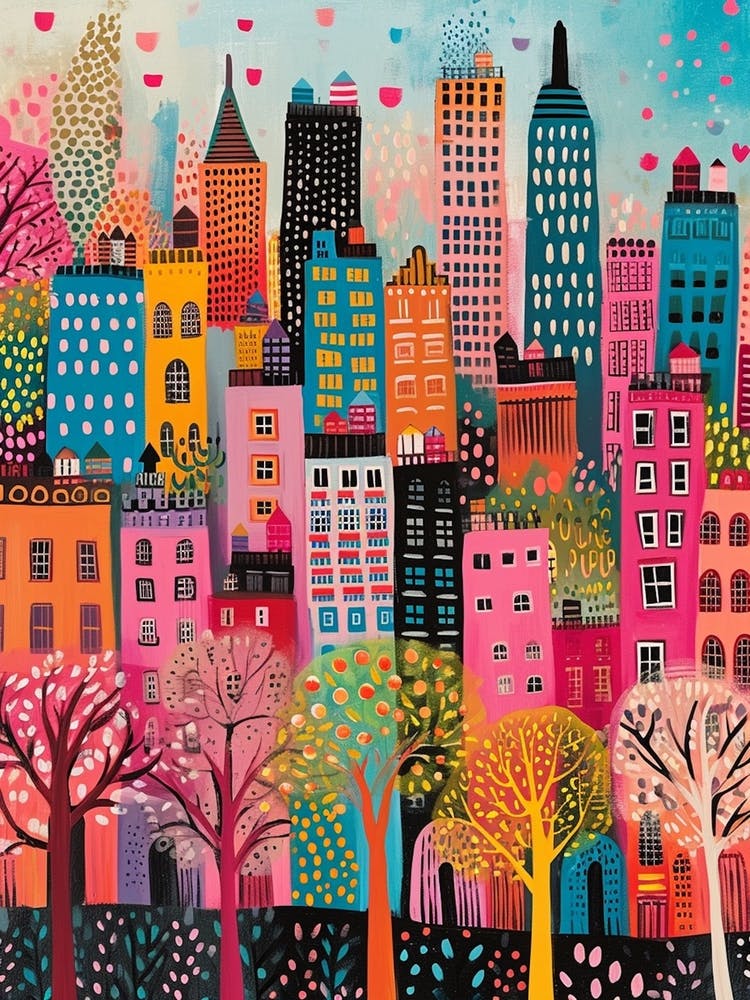 Kitsch Colourful New York Painting 3