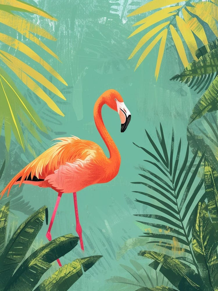 Greater Flamingo Yucatan Peninsula Mexico Tropical Illustration 4