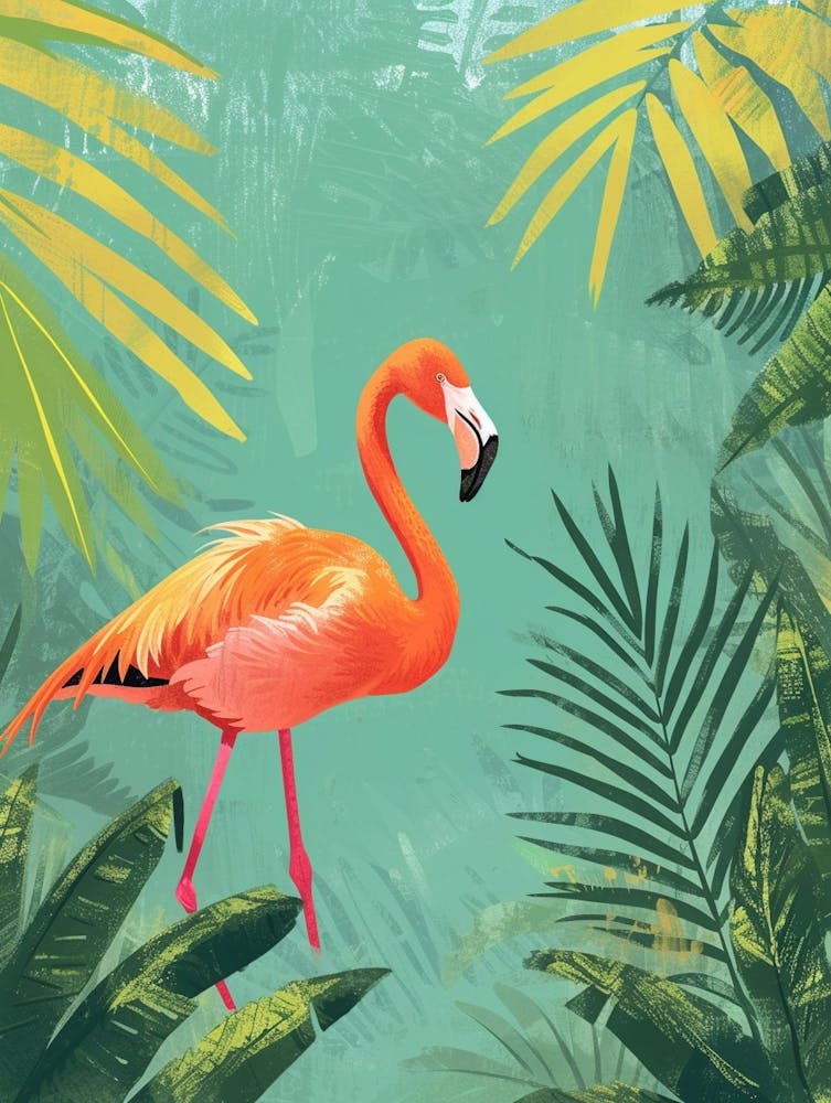 Greater Flamingo Yucatan Peninsula Mexico Tropical Illustration 4