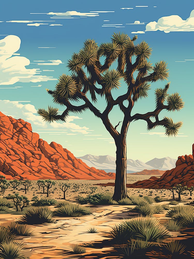  Retro Illustration Of A Joshua Trees In Mojave Desert 4