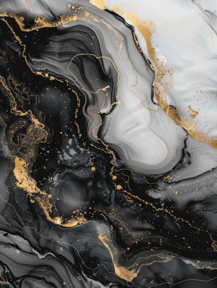 Abstract Black And Gold Marble Painting 1
