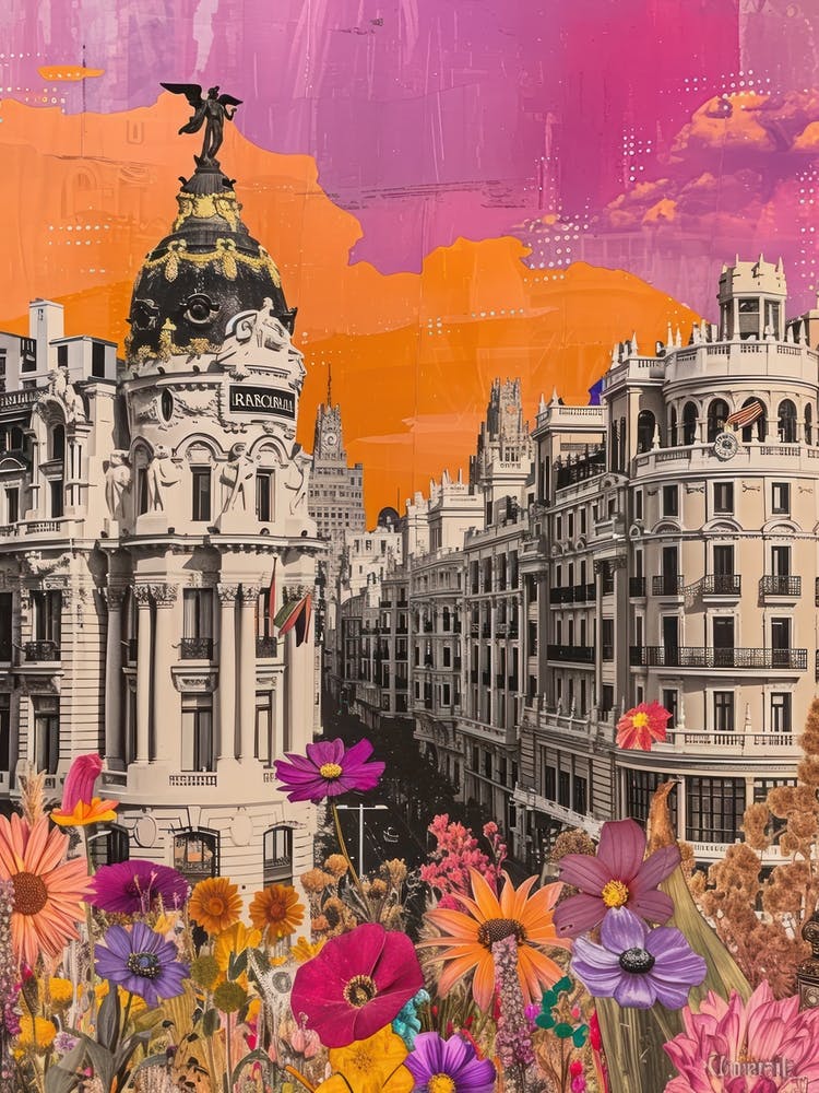Madrid   Floral Retro Collage Style 2