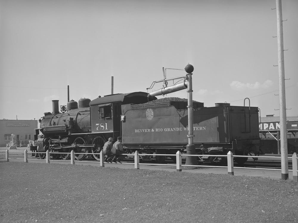 D & R G W Railroad Locomotive, Montrose, Colorado By Russell Lee