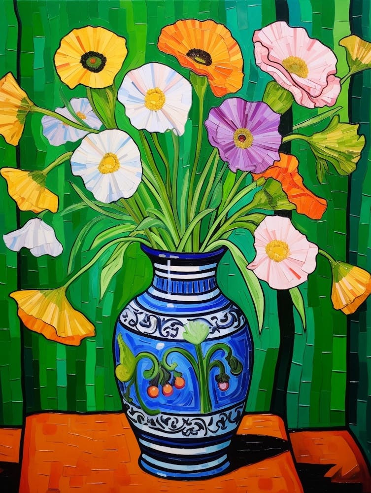 Flowers In A Vase Still Life Painting Cosmos 3