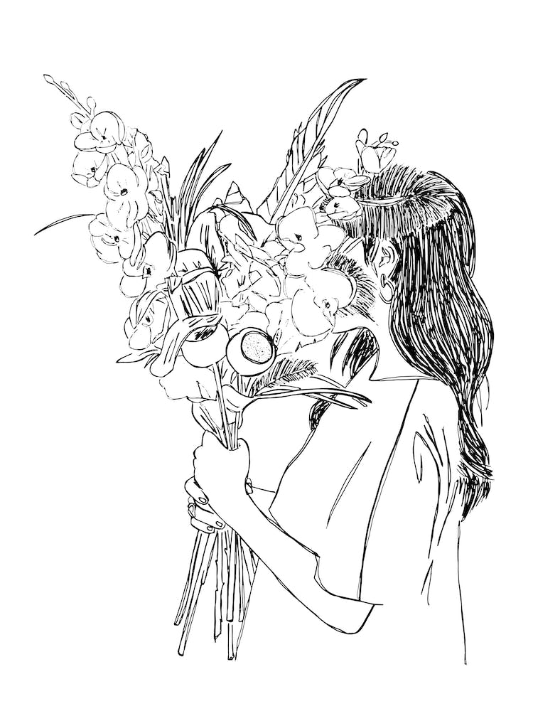 Girl With Flower Bouquet