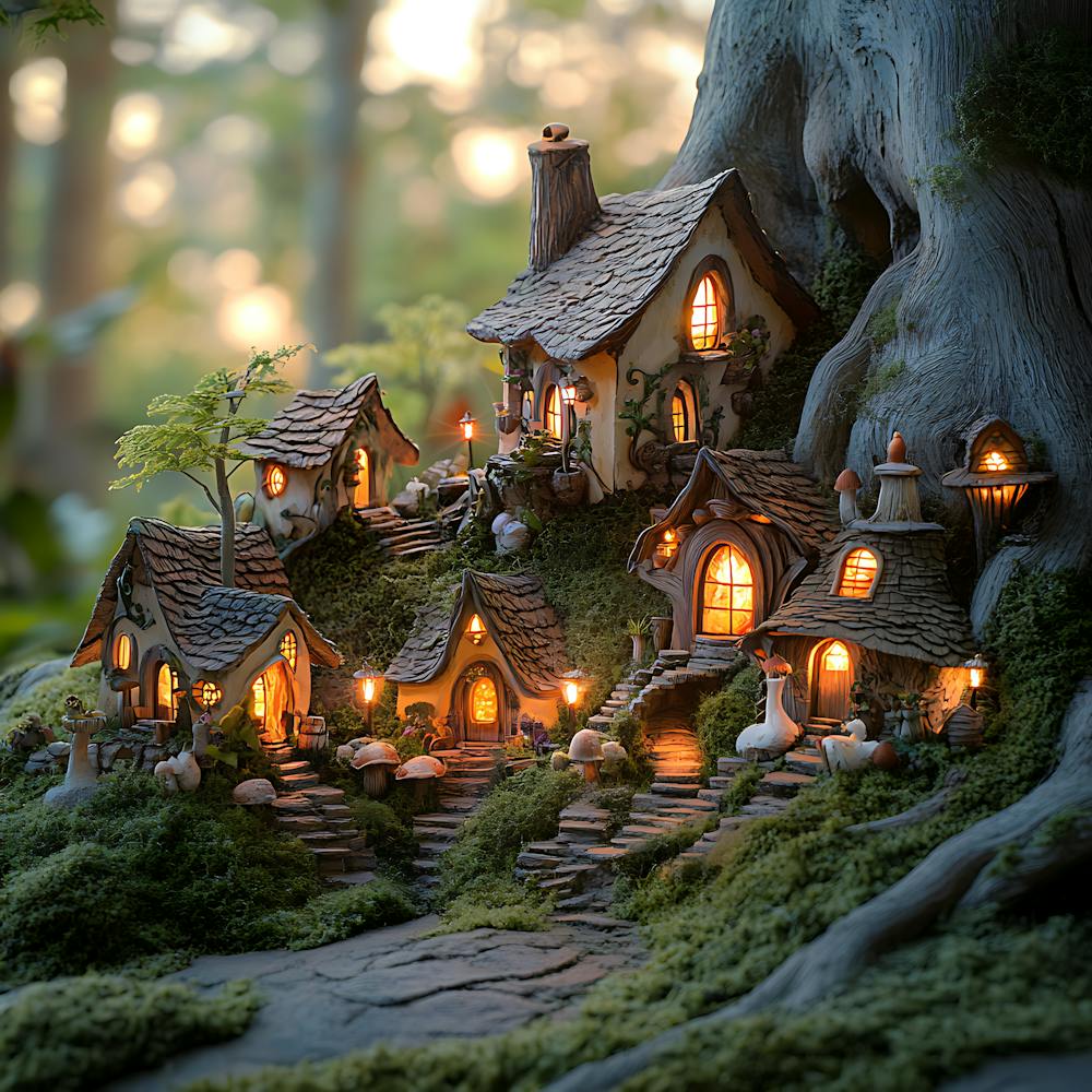 Fantasy Fairy Village Twilight Scene 4