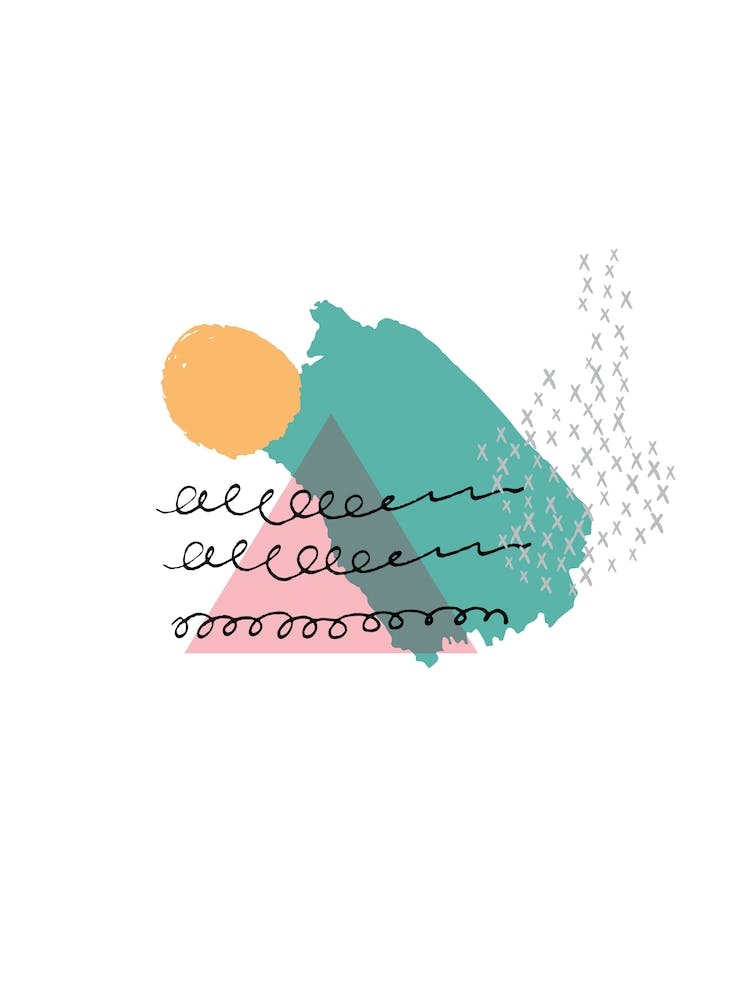 Abstract Pink Mountain and Sun