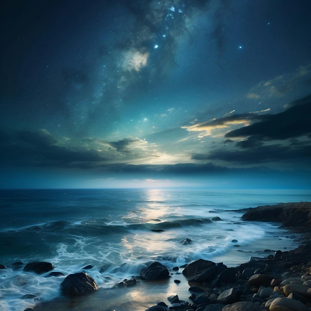 Night Sky Over The Ocean 1
