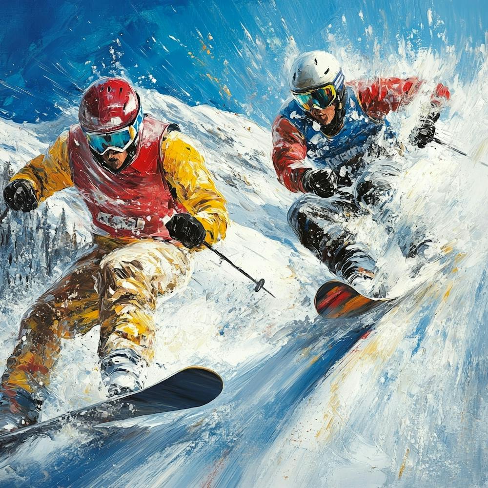 Two Skiers On The Slopes Art