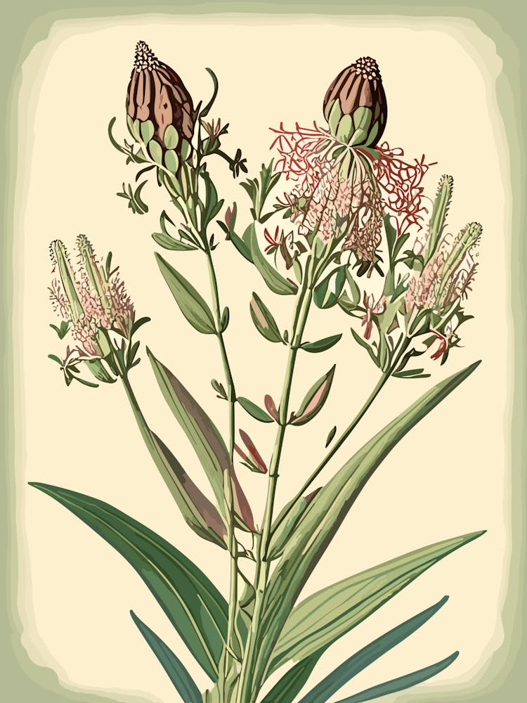 Prairie Milkweed Wildflower Vintage Botanical 1