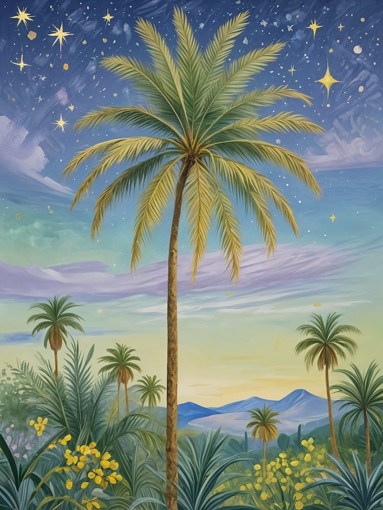 Palm Trees At Night