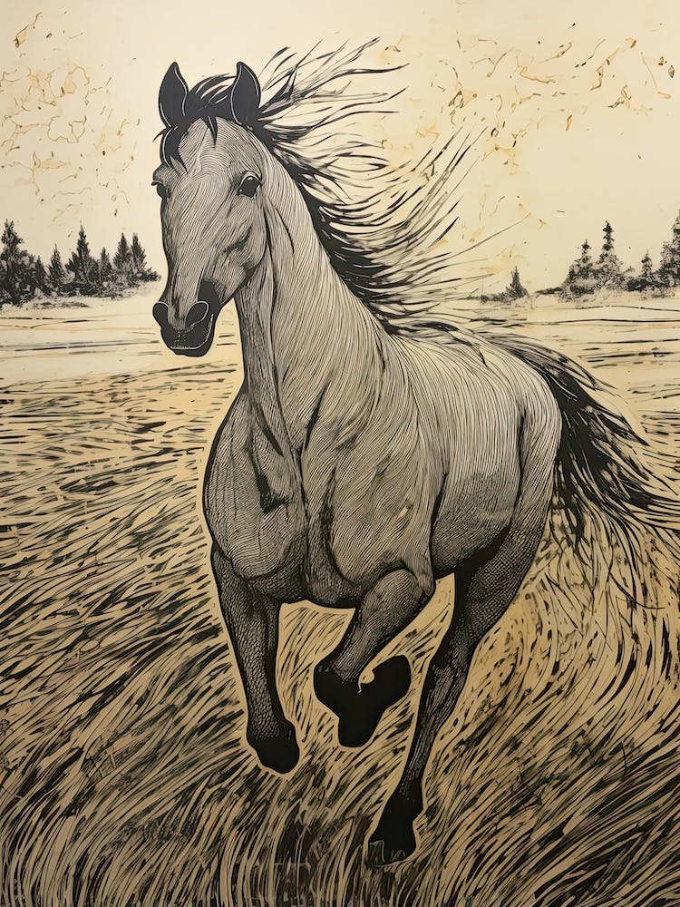 A Horse Painting In The Style Of Sgraffito 3