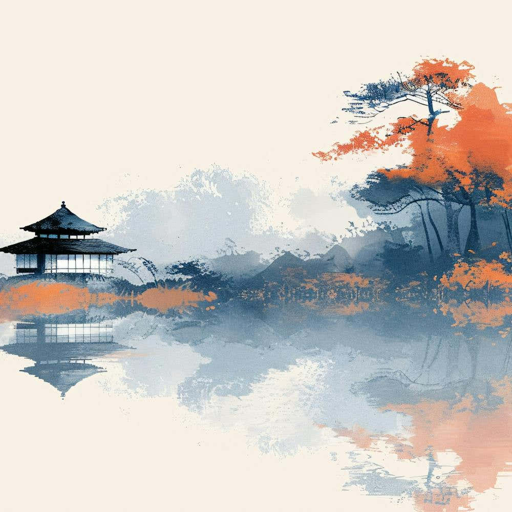 Japanese Pagoda By The Water