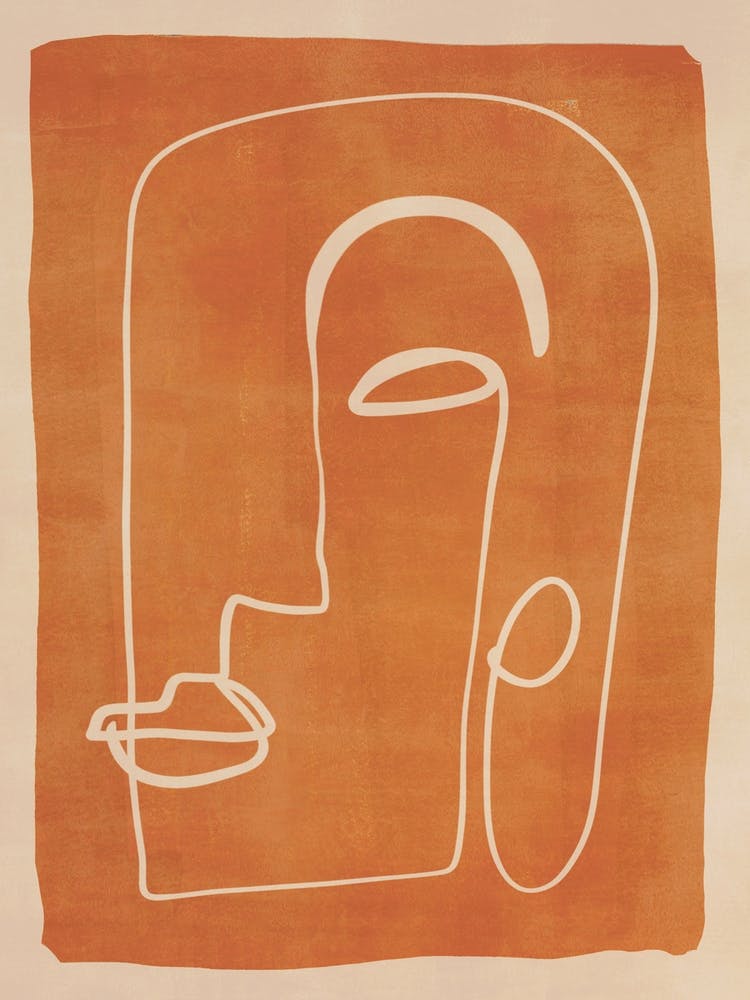 Abstract Face In Orange