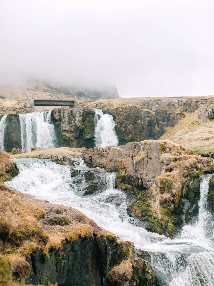 Moody Waterfall In Iceland