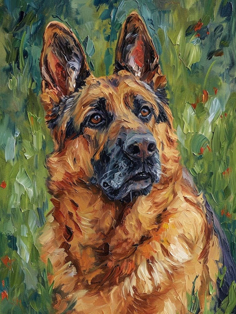 German Shepherd Acrylic Painting 11