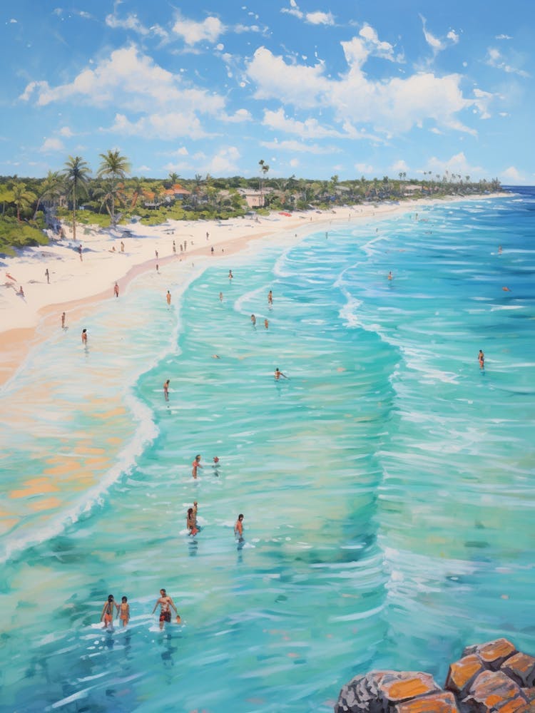 An Oil Painting Of Tulum Beach, Riviera Maya Mexico 1