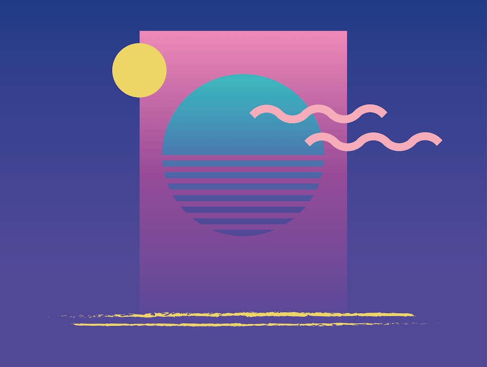 Memphis Pattern Retro Synthwave 80s Nostalgia 90s Outrun Sun Artwork