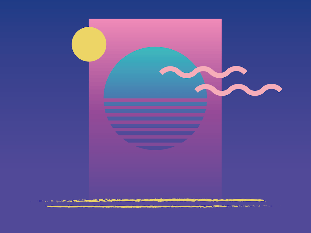 Memphis Pattern Retro Synthwave 80s Nostalgia 90s Outrun Sun Artwork