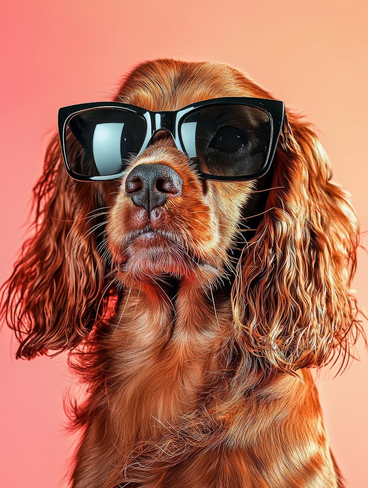 Dog In Sunglasses.Generated AI. Wall 1